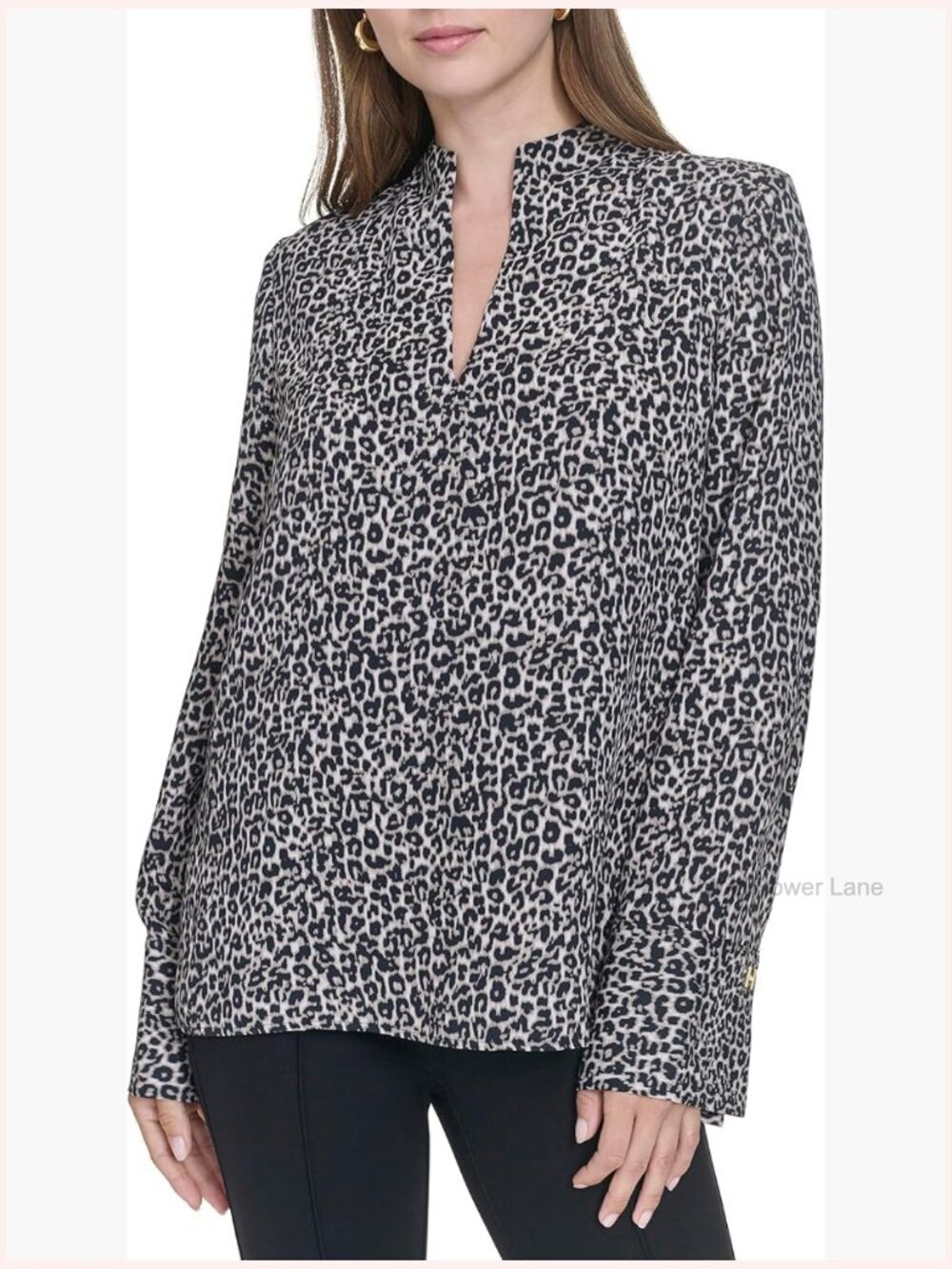 Woven Blazer Classic Fit Long Sleeve Mandarin Neck Blouse